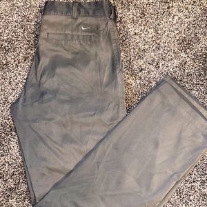 Nike Golf Pants Mens 32 Standard Fit Gray Dri-Fit Flat Front Golfing Logo 32x32